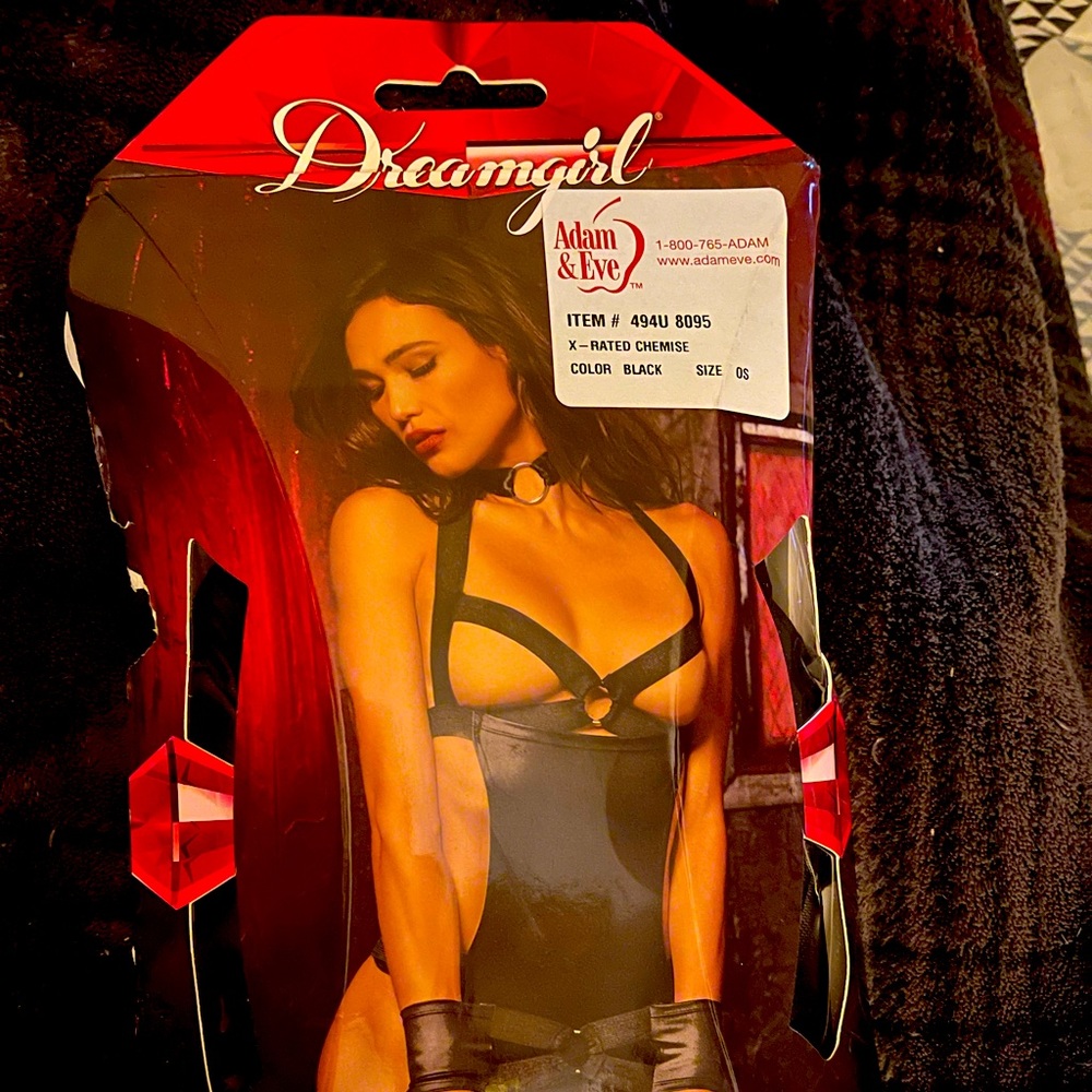 Dreamgirl Faux leather knit halter dress